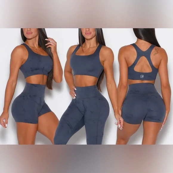 Bombshell Sportswear Gray Marble Sports Bra (reversible)